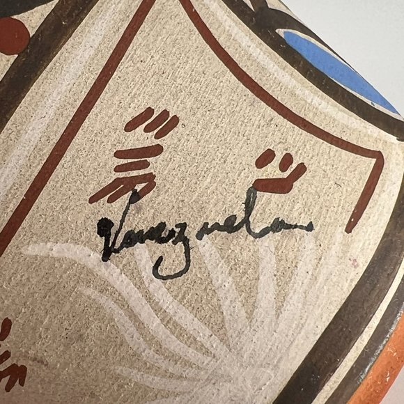 Red Clay Artisan Handcrafted Hand Painted Pot Vase Venezuela Souvenir Gift - Picture 5 of 10